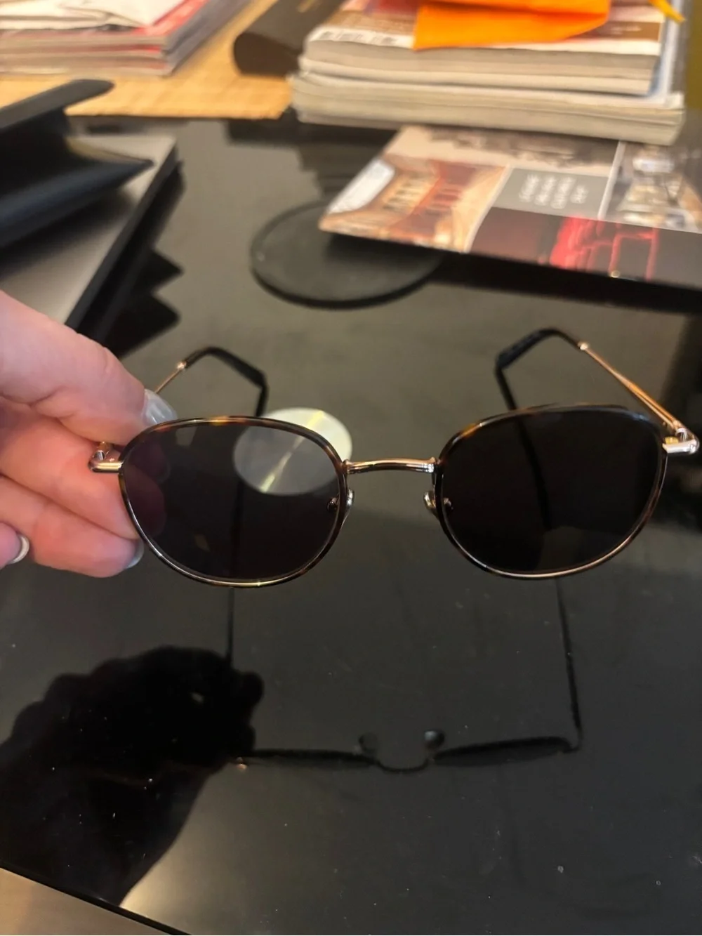 JIMMY FAIRLY Men's Round Metal Sunglasses - Tortoiseshell Frame with Dark Lenses